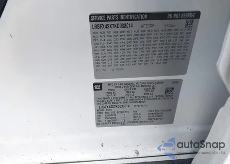 2019 Buick Envision Awd Premium Ii из США, поврежденный, VIN LRBFX4SX7KD033014